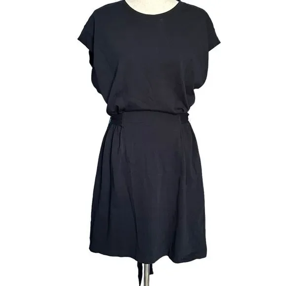 Vince Black Tie Waist Mini Dress | Size L - Picture 4 of 9